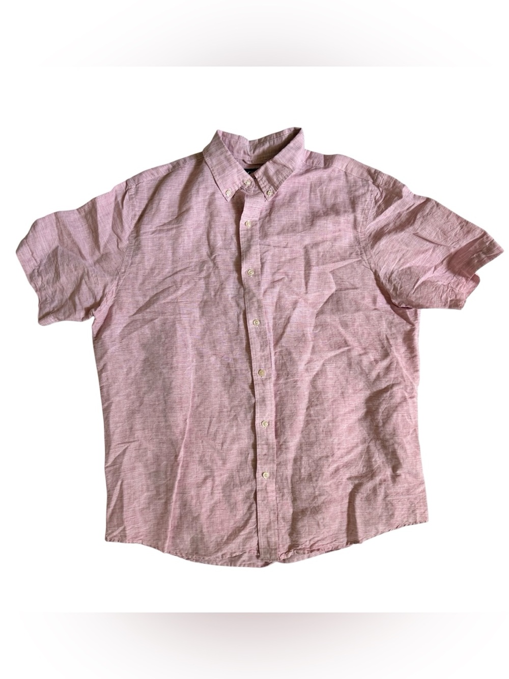 Chaps Linen Blend Short Sleeve Button Up Shirt Men's XL Red Lightweight Summer